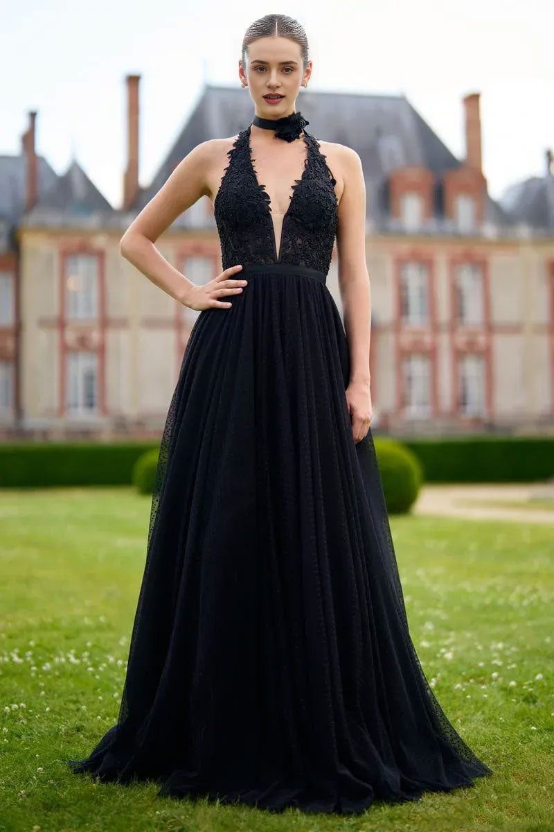 Robe Weitese, robe de soirée, dos nu, coupe trapèze, traîne courte, sans manches, robe de bal, sans ornement au cou